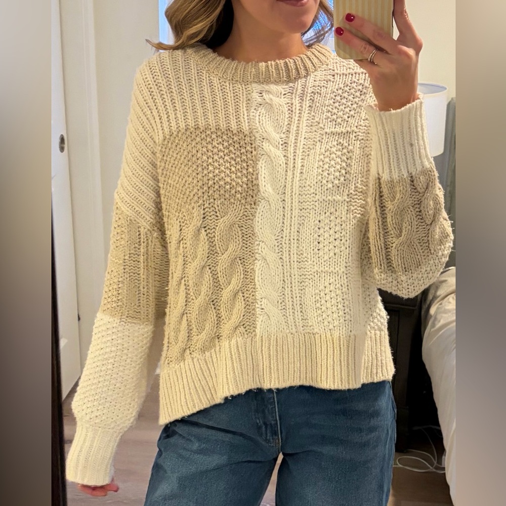Aerie Cream Cable Knit Sweater